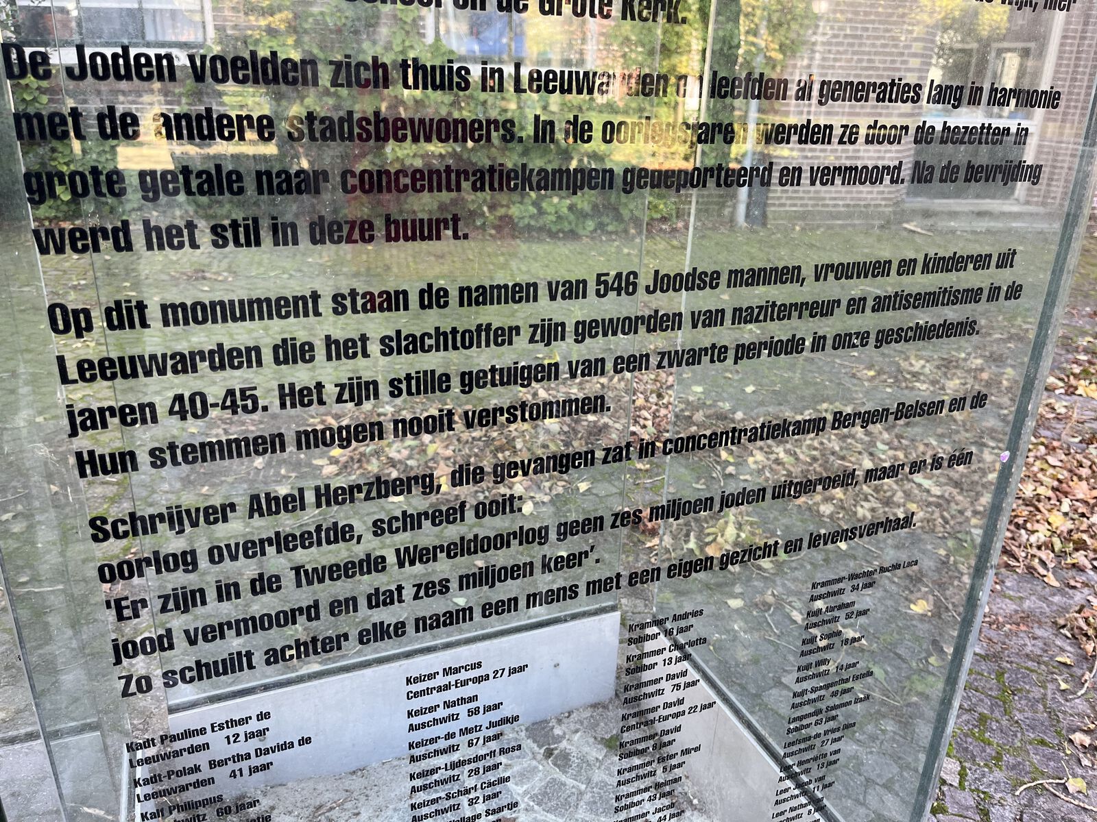Namenlijst Joods monument in Leeuwarden