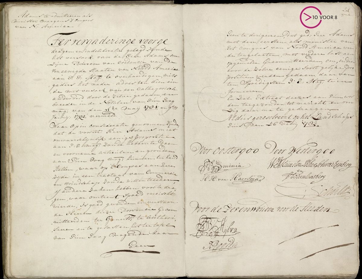 Op 26 februari 1782 namen de Friese Staten een resolutie voor erkenning van de VS